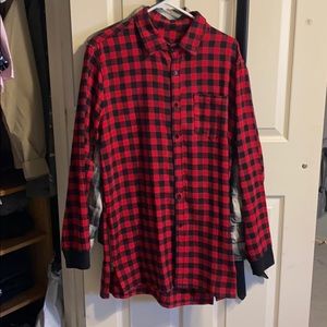 Red/black longline flannel